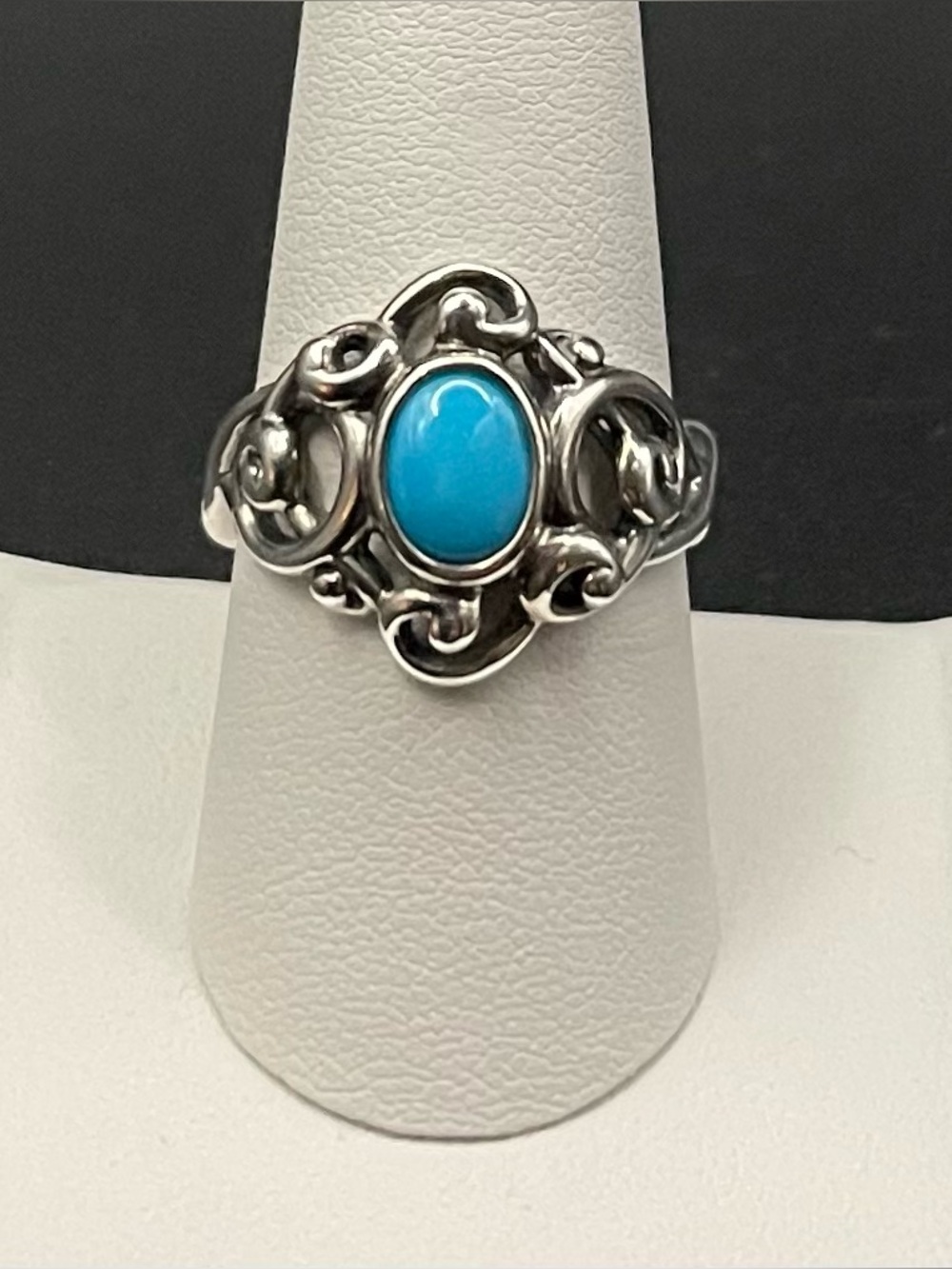 Carolyn Pollack Relios .925 sleeping beauty turquoise scroll ring sz 9 / 6.42 g